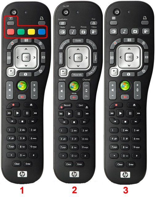 Three HP MCE remotes